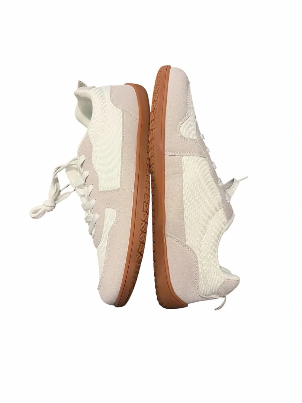 Men's Casual Neutral-Tone Lace-Up Wide Sneakers size 44